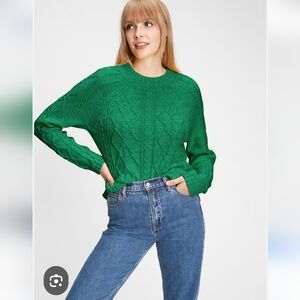 GAP Kelly Green 100% Cotton Cable Knit Sweater M
